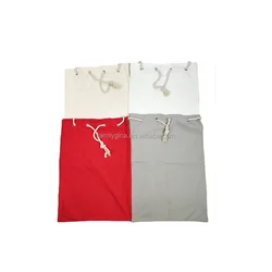 Christmas Gift Bag Decor Custom Blank Cotton Canvas Solid Color Drawstring Santa Sack