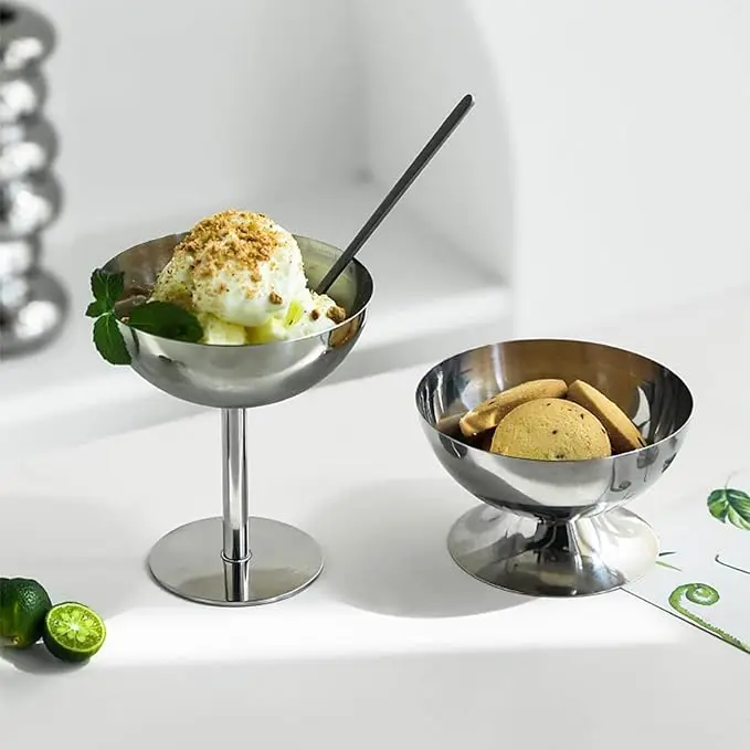 Gold Stainless Steel Ice Cream Cup With Handle Can Hold Fruit Dessert Cookies Suitable for Restaurant Families