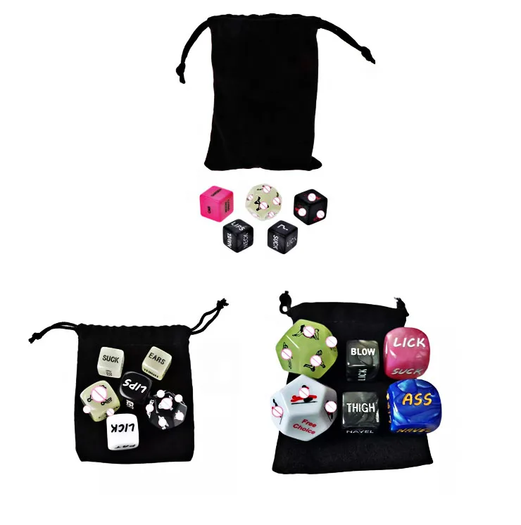 6 in set fun dice Luminous English Letter Carved Funny Couple Dice Erotic Posture Love Dice Sex position Sex Toys