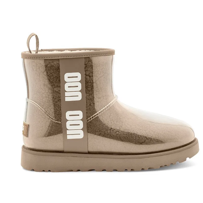 TX new factory direct winter waterproof transparent flat bottom candy colored jelly women snow rain boots