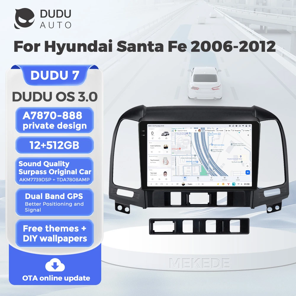 MEKEDE Android 2din android dvd автомобильный аудио DUDU 2K сенсорный экран 12 + 512 ГБ система 7870 DSP 7739FORHyundaiSantaFe2006-2012
