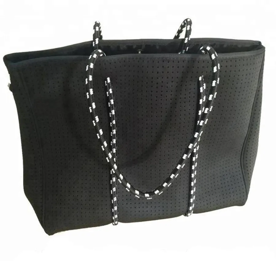 Neoprene perforated hand bag beach tote handbag