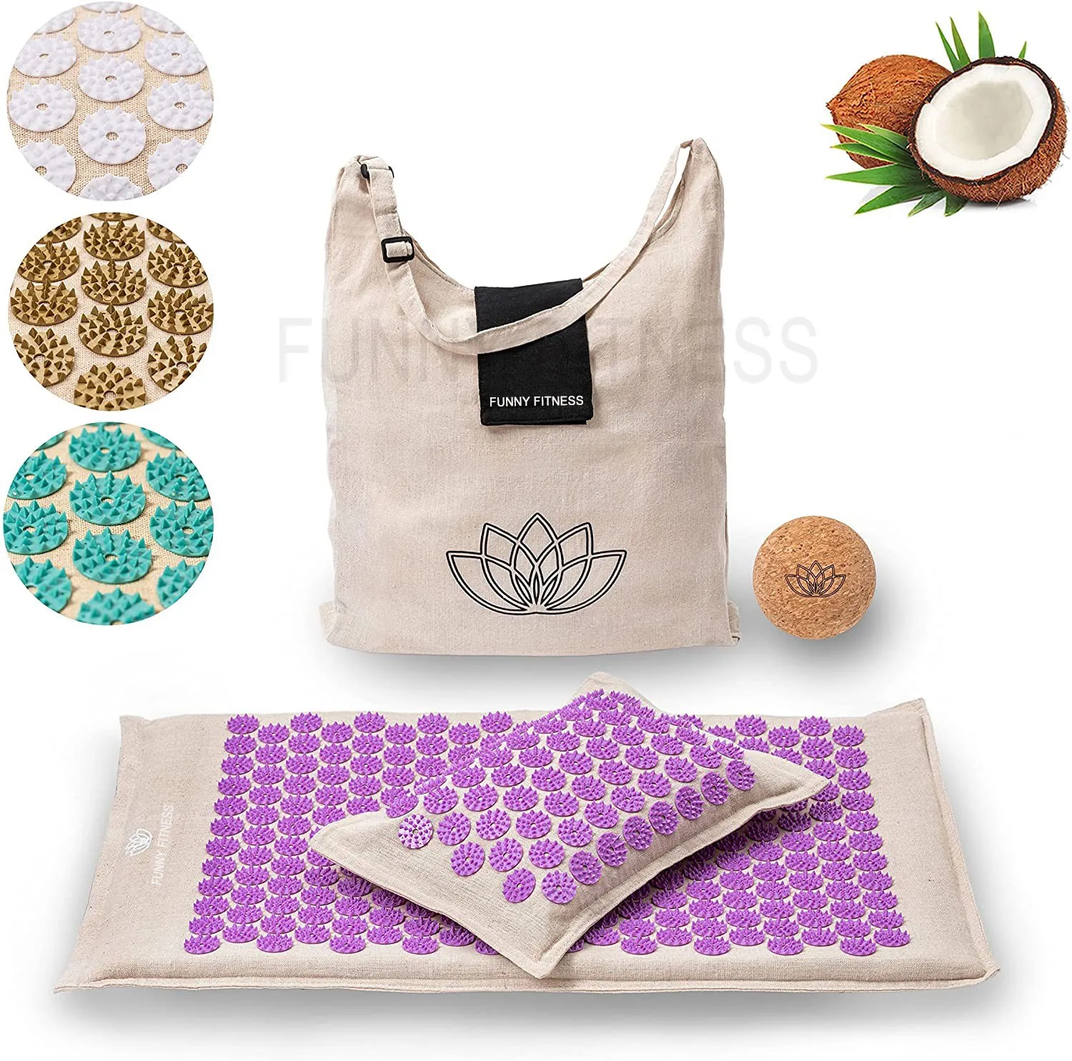 Eco-friendly Coconut Natural Fiber Acupressure Massage Mat With Buckwheat Pillow