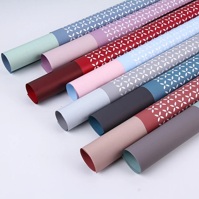luxury metal printing plastic waterproof gift flower wrapping paper roll two-color Florist Bouquet Floral packaging material