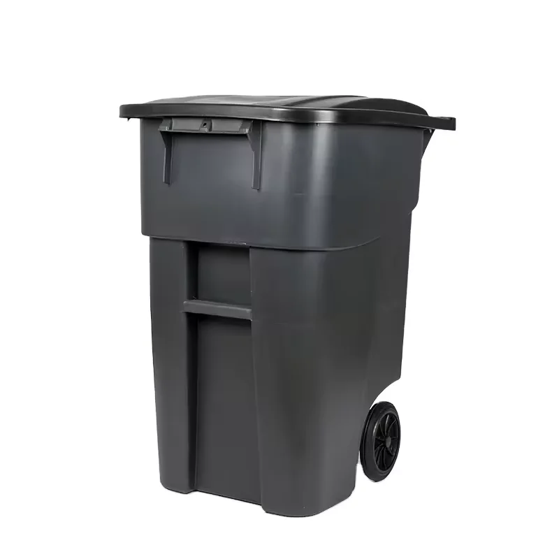 2024 Low Price  200L HDPE Trash Cans 53 Gallons Mobile Waste and Recycling Containers Plastic Bucket Black