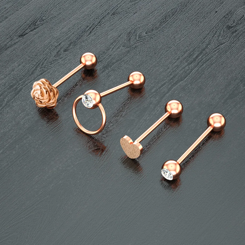 1PC Multi Shape Tongue Piercing Ring Barbell Stainless Steel Bar Helix Ear Cartilage Earring Stud Women Body Jewelry