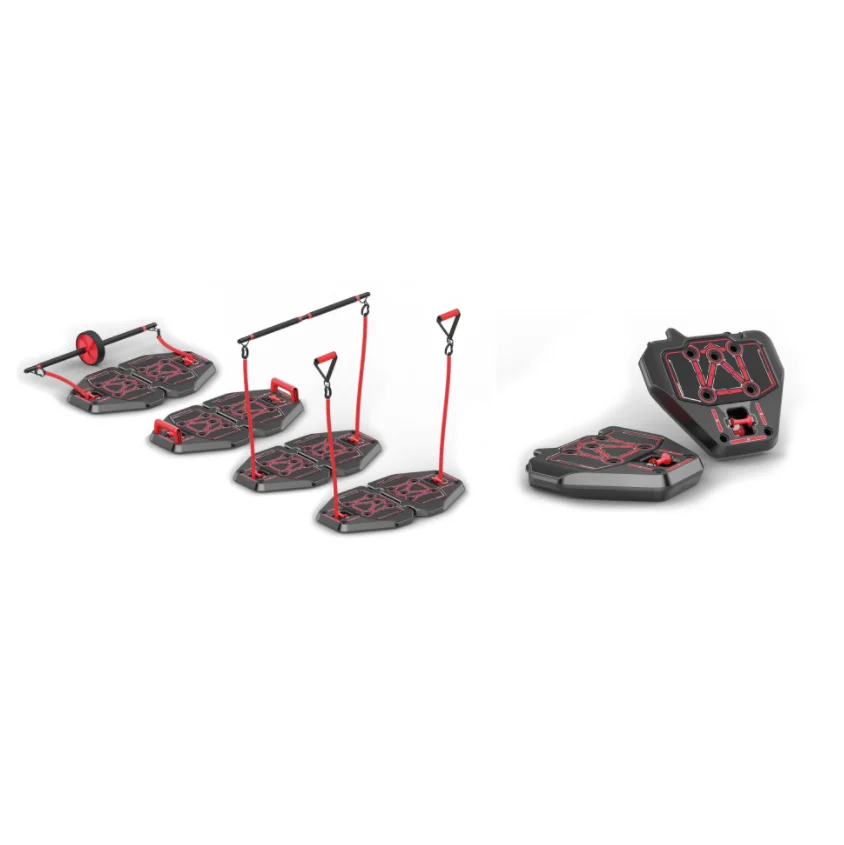 Portable Home Gym Workout Fitness Equipment Body Shape System Roller Wheel Elastic Resistance Bands Push up Board Stand Pilates