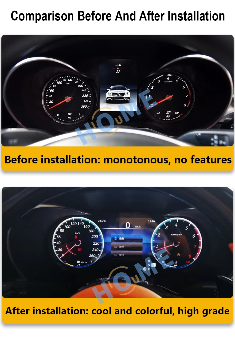 12.3' Digital LCD Instrument Cluster For Mercedes Benz C W205 W204 2011-18 Virtual Dashboard Smart Speedometer