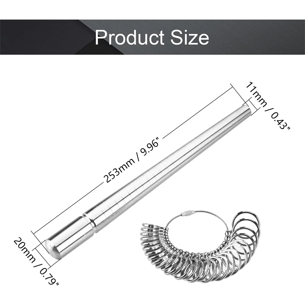 Jp 1-28 Finger Measuring Stick Ruler Gauge with 28 Circle Ring Sizer Measuring Tool for Man or Women Jewelry