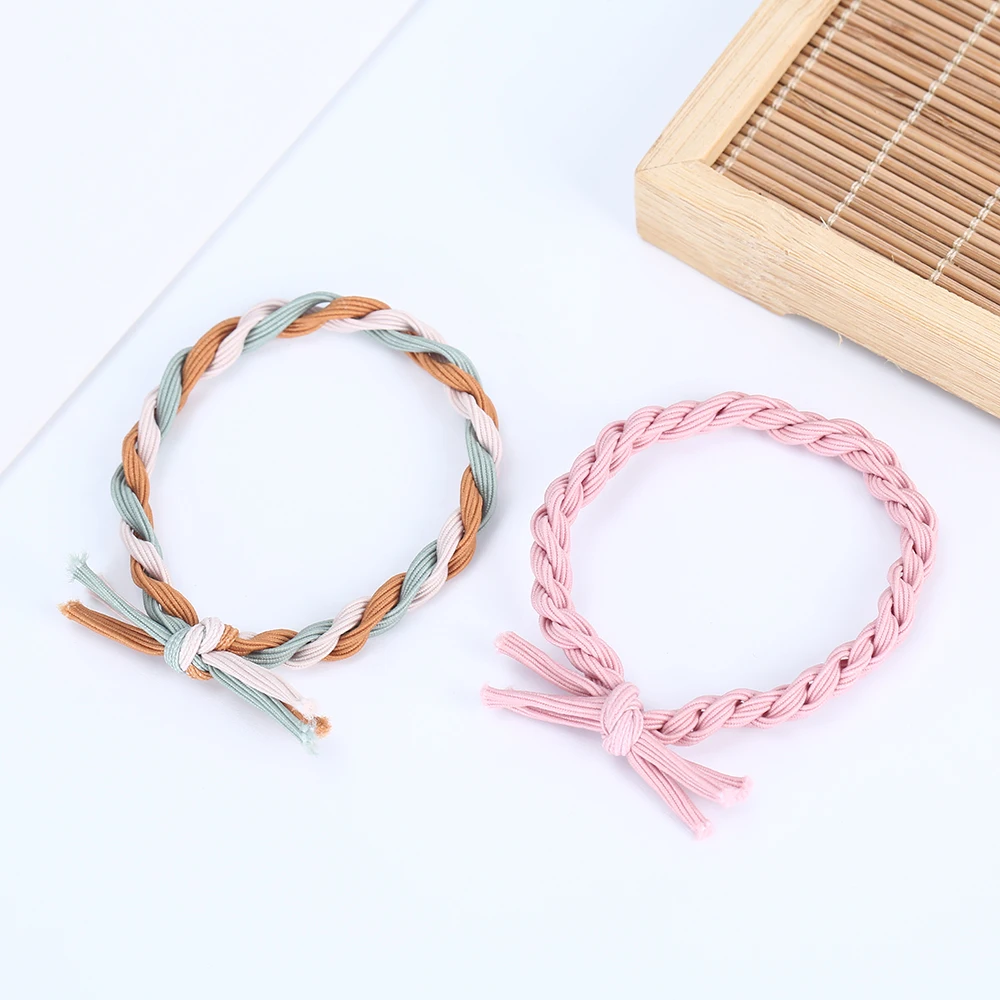Girls Thick Knitting Knotted Elastic Hair Band High Quality Hand Made Color Matching Twist Knot Hair Tie