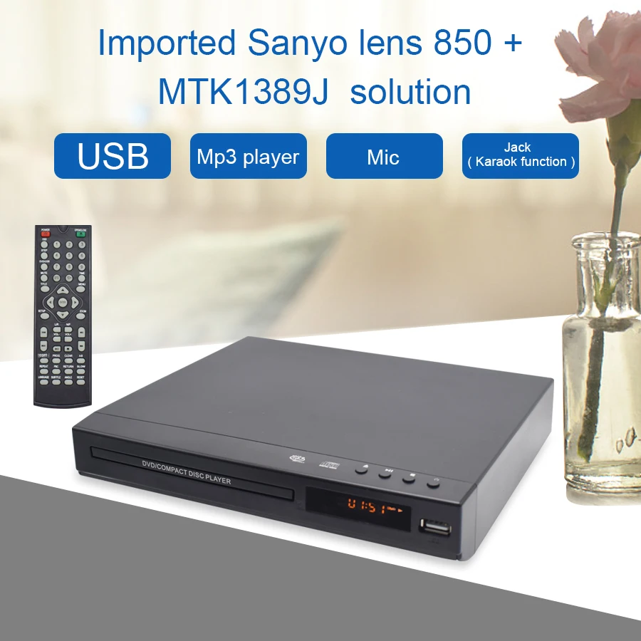 Hot Sell Home DVD Player Remote Control CD USB Reader Speaker Portable Size Home Audio Video With HD-MI Port