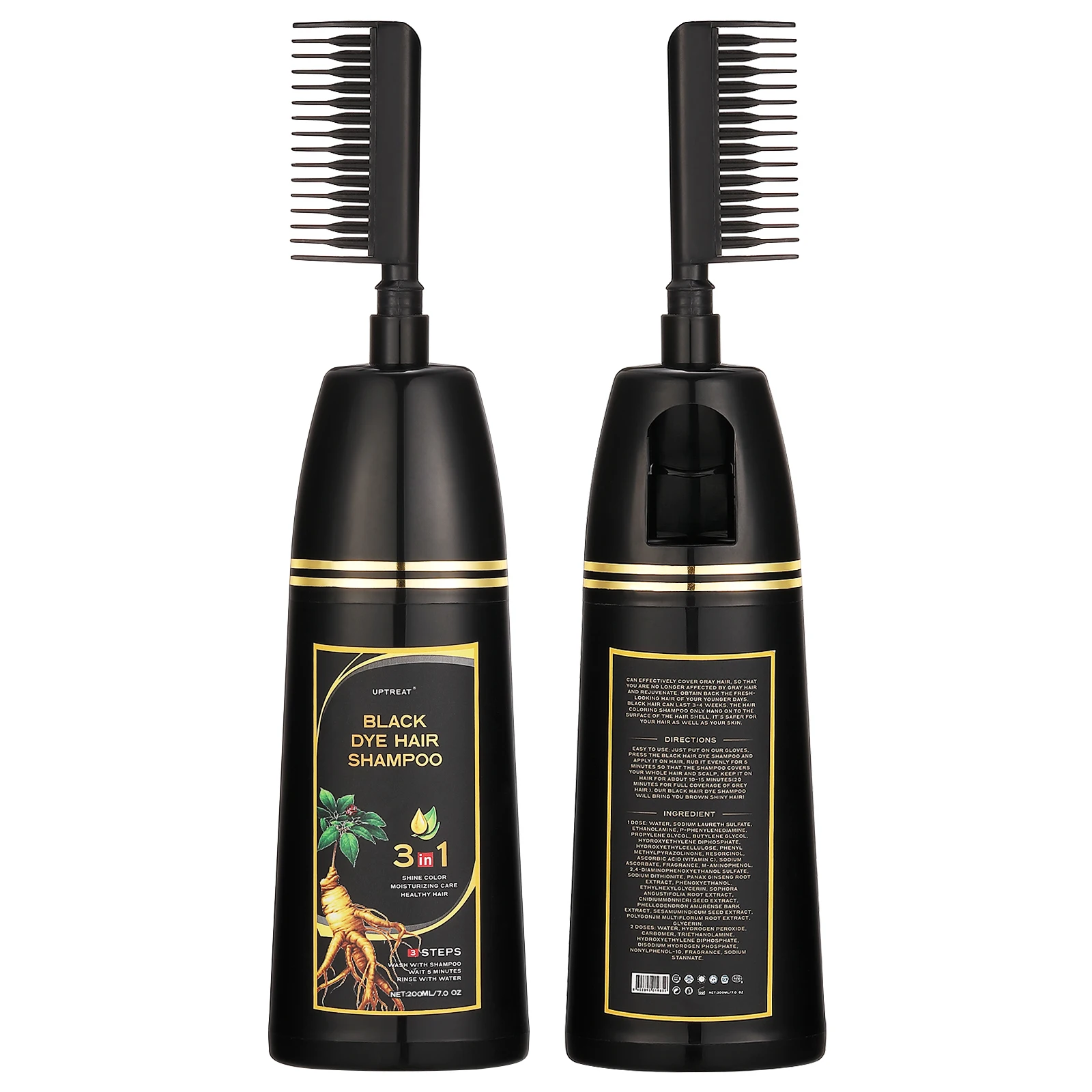 OEM Color Dyeing Cream Home Use Natural Black Hair Shampoo Ingredients Permanent Easy Coloring Hair Color Shampoo with Comb