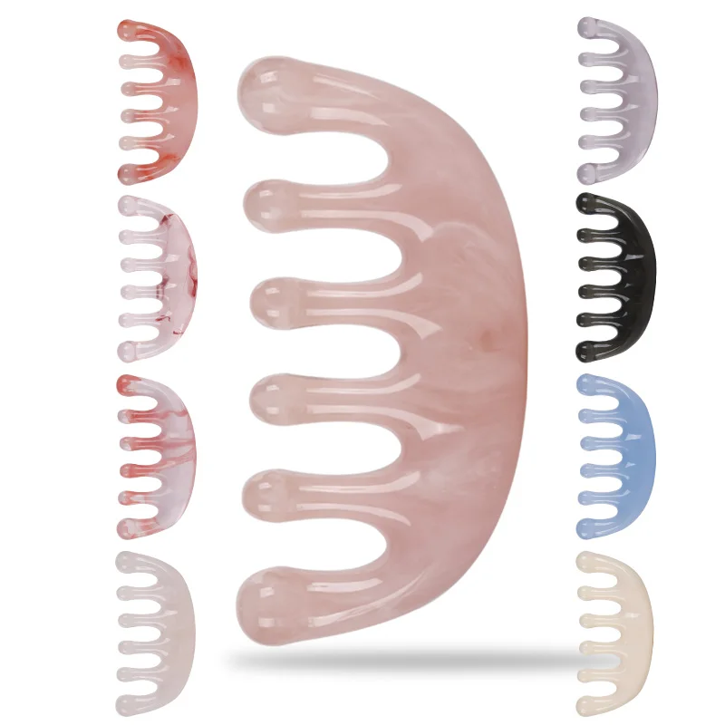 Customized resin scraping acupoint massage hair comb scalp massager ball point acupoint relaxation scraping beauty meridian comb