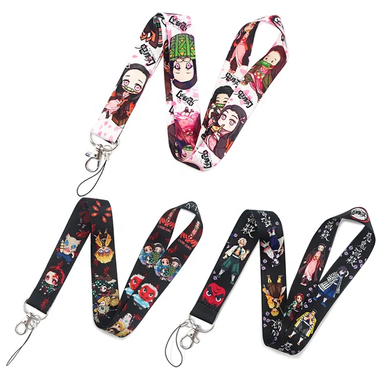 Demon Slayer Premium Design Neck Lanyard Anime Printed Pattern Strap Fashion ID Card Key Phone Keychain Lanyards for Fans