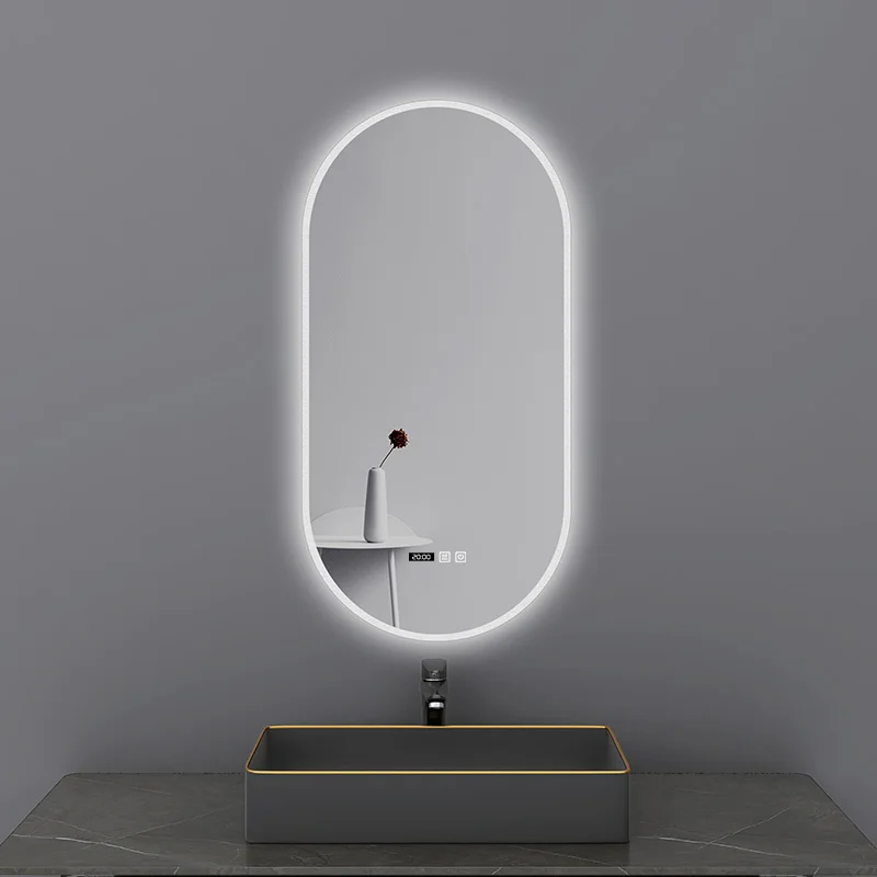 Wholesale Good quality and cheap LED backlight smart light bathroom mirror s frameless oval mirrors