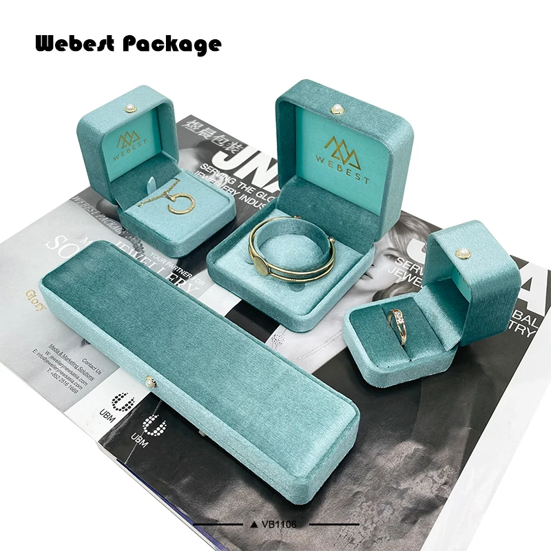 Webest high end jewelry package custom velvet handmade packaging set jewellery finger ring box
