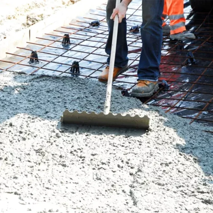 JH-Mech High Quality Blue Concrete Head Spreader With Long Handle Break Down Solid Dirt Level Aluminum Concrete Rake