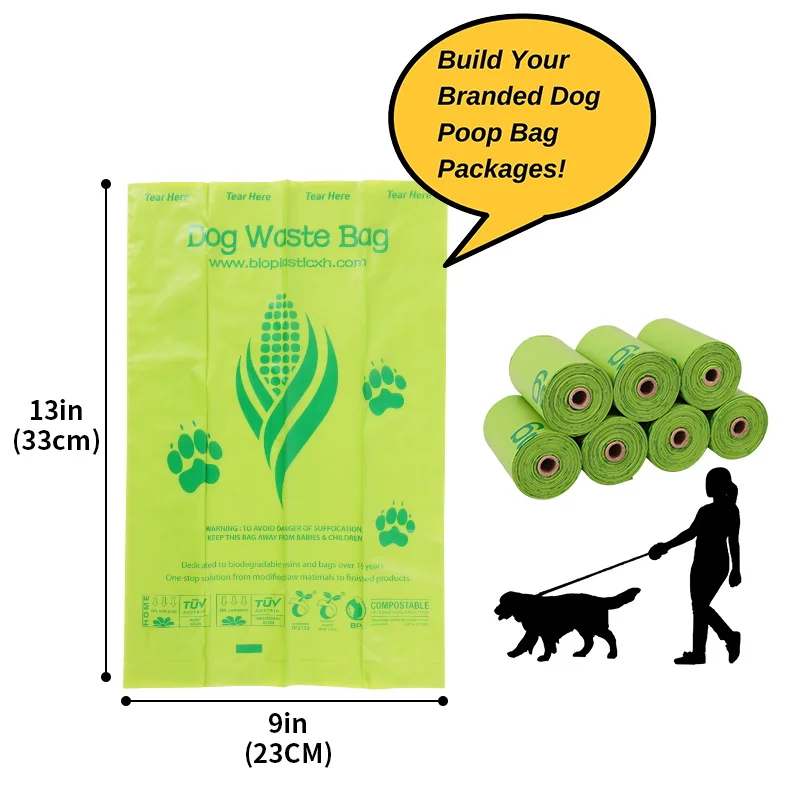 Wholesale Customized High Quality Corn Starch Biodegradable Compostable Eco friendly Dog waste Poop Bag