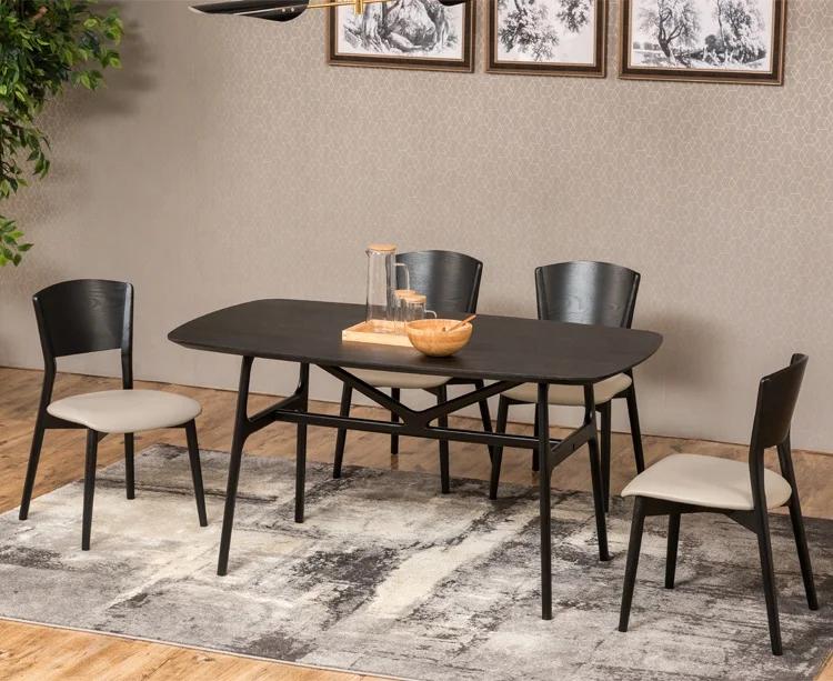 Nordic dining chair Home furniture Restaurant Dinning room chair modern upholstered leather wood black dining chairs