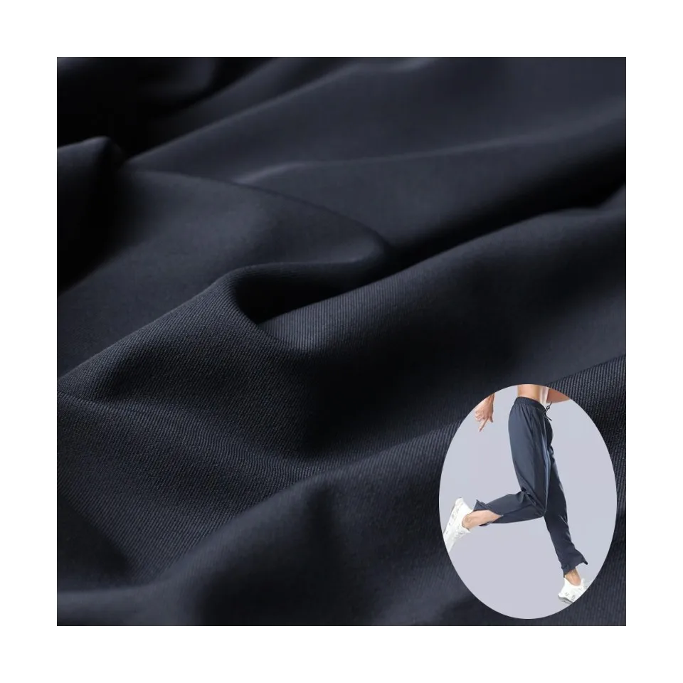 75D two ways twill recycled polyester spandex elastic pant fabric