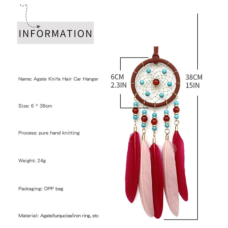 colorful Dream catcher  Charm Jewellery Decor Wind Chime  Feather Crafts chalcedony natural crystal sun catcher