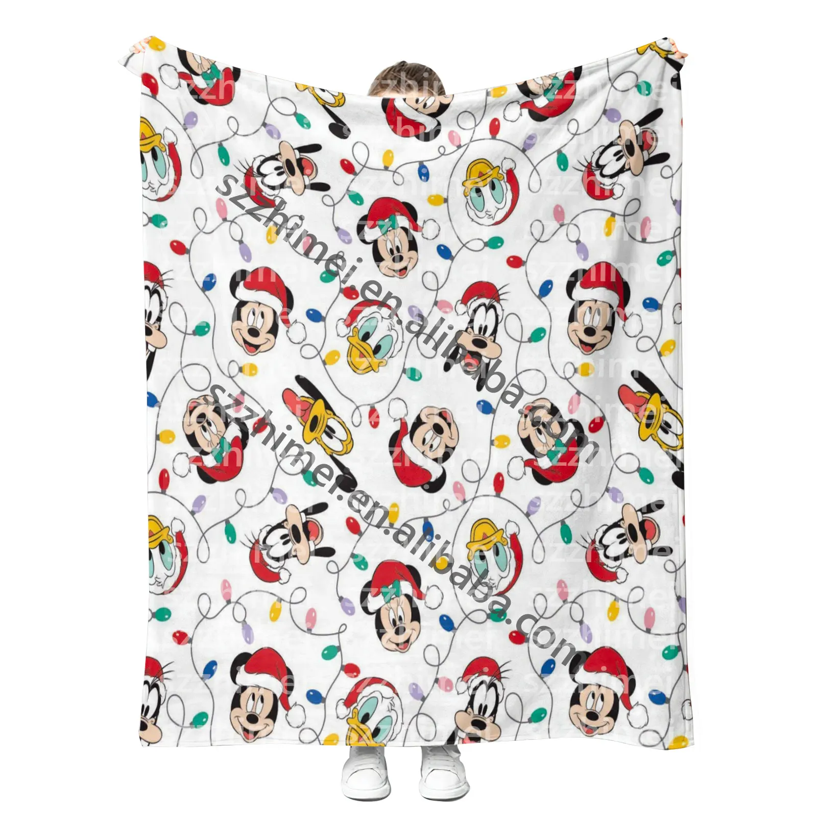 No Moq Free Custom Labels Prints Mickyed Mouses Throw Blanket Soft Plush Christmas Halloween Gifts Fleeced Blankets