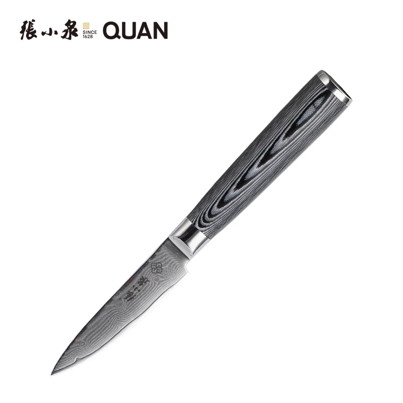 Luxury G10 Handle Japanese 3 PCS Damascus Knife Set with Sliding Wood Box