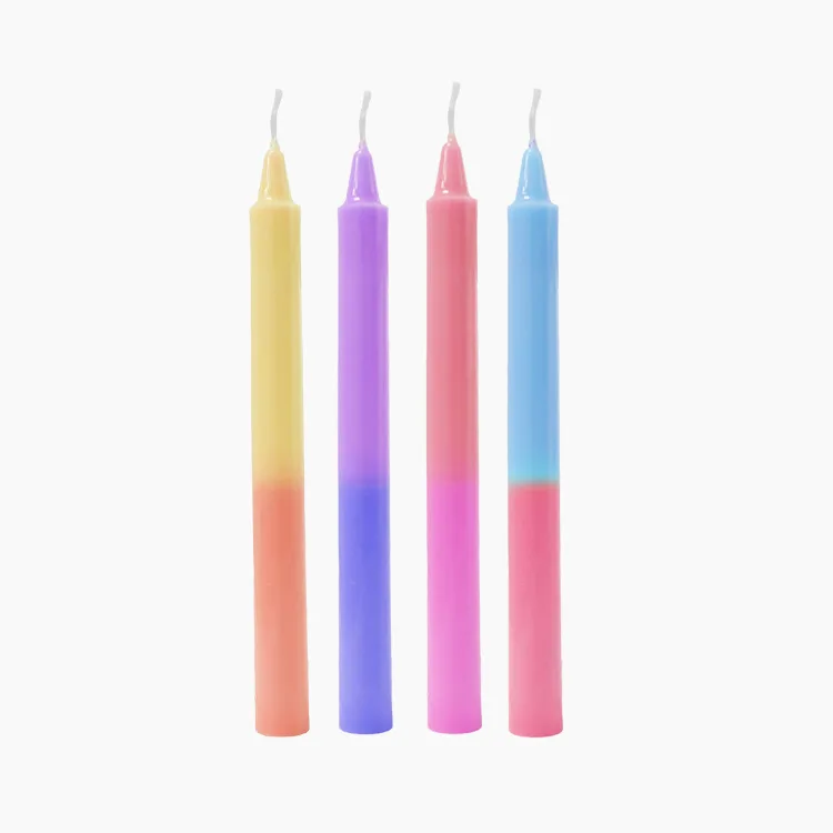 Fluorescent Two Color Mix Gradient Color Long Pole Candle Dating Festival Romantic Dinner Pillar Candles Wholesale