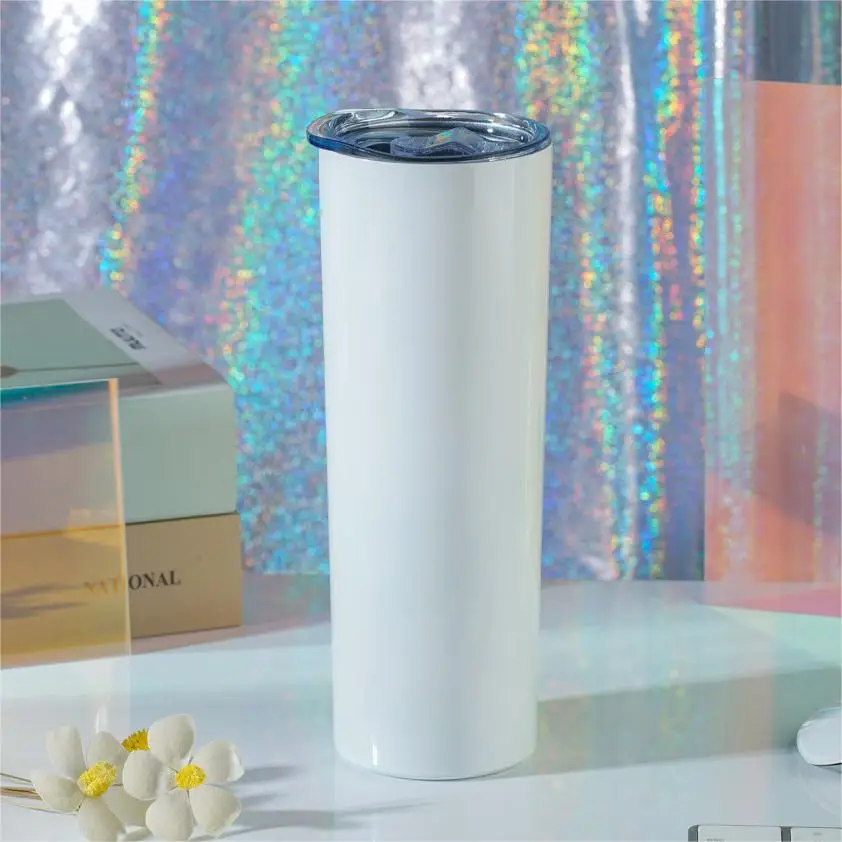 Custom 20oz plated powder coated stainless steel skinny straight tumblers laser engrave water bottle