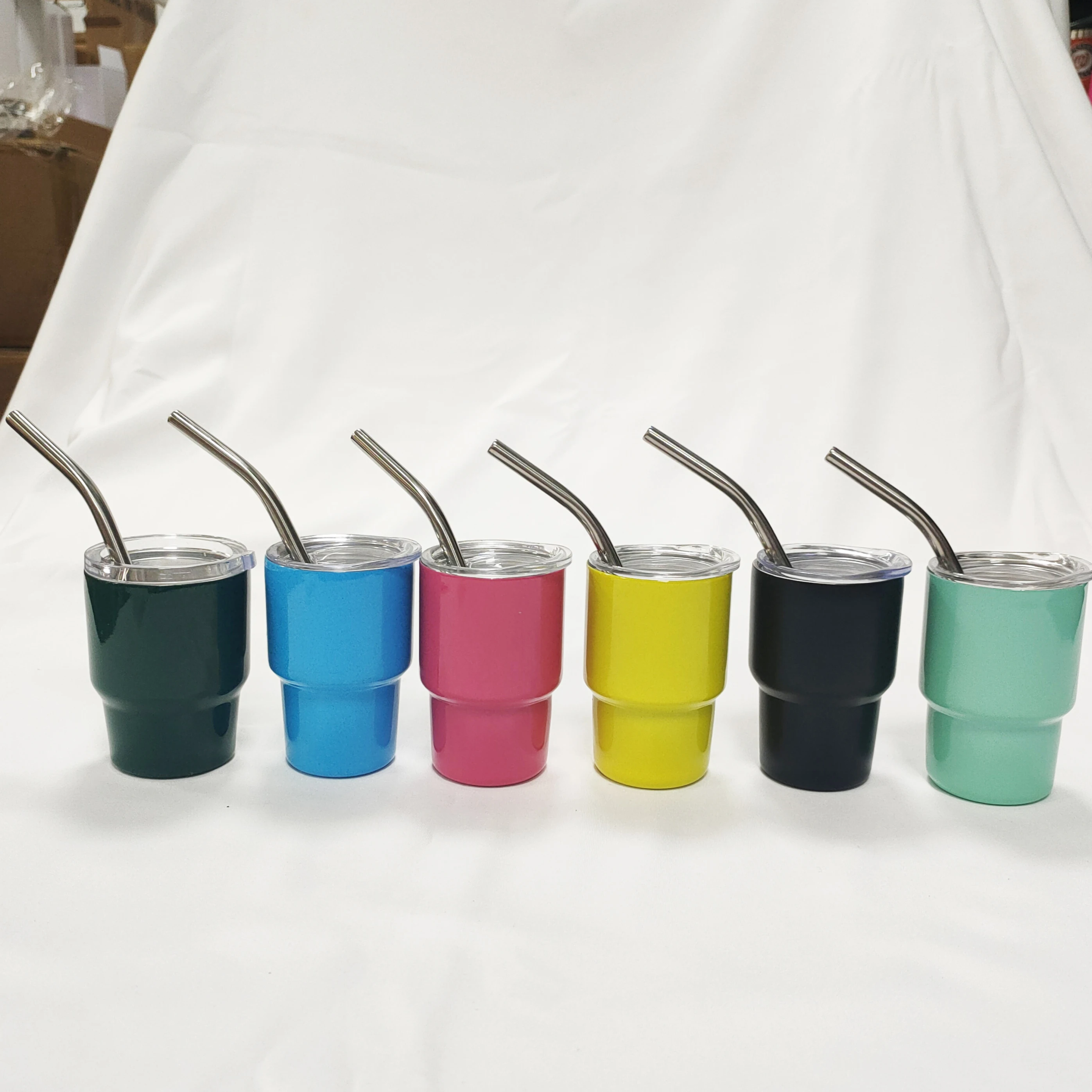 2oz 3oz Mini Sublimation Stainless Steel Miniature Shot Tumbler Cups Glasses Drinking Insulated Tumbler with Lid and Straw