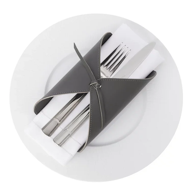 Table Napkin Holder PU Leather Napkin Holder Dinner Party Napkin Rings Table Decoration Tableware Cylinder