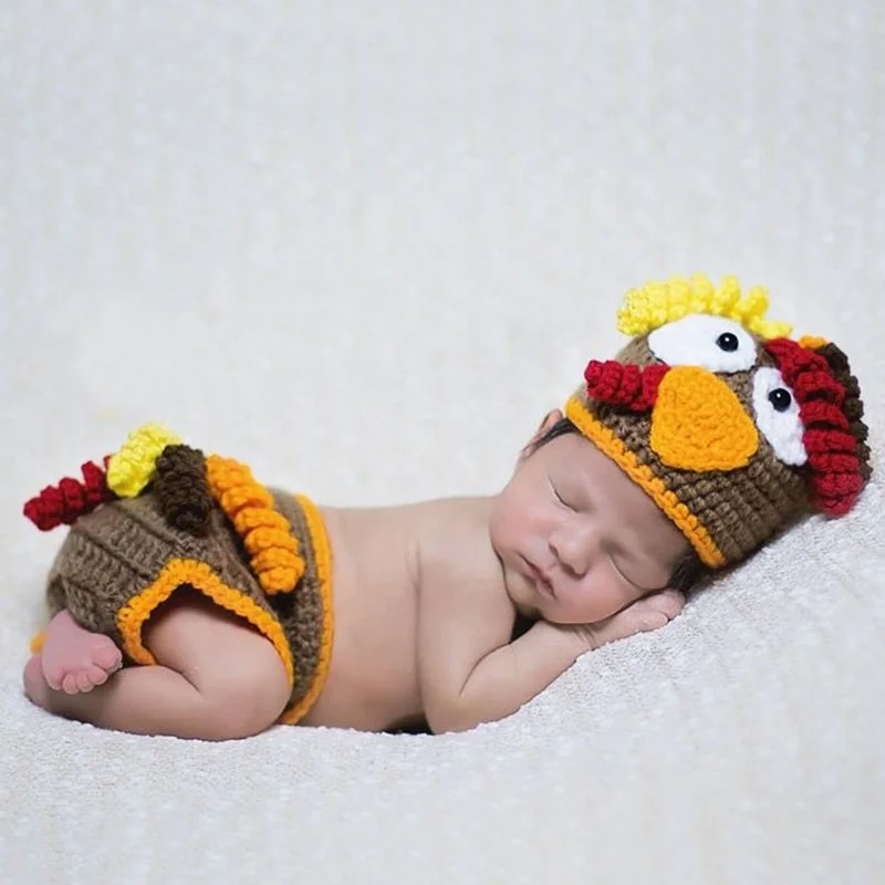 
Thanksgiving Day Turkey Crochet Baby Costume For Photo Props 