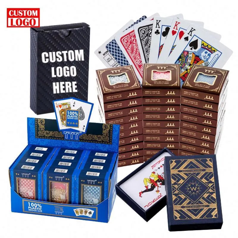 Customized Printing Poker Cards With Box High Quality Plastic Card Smooth Waterproof Black Playing Cards Game