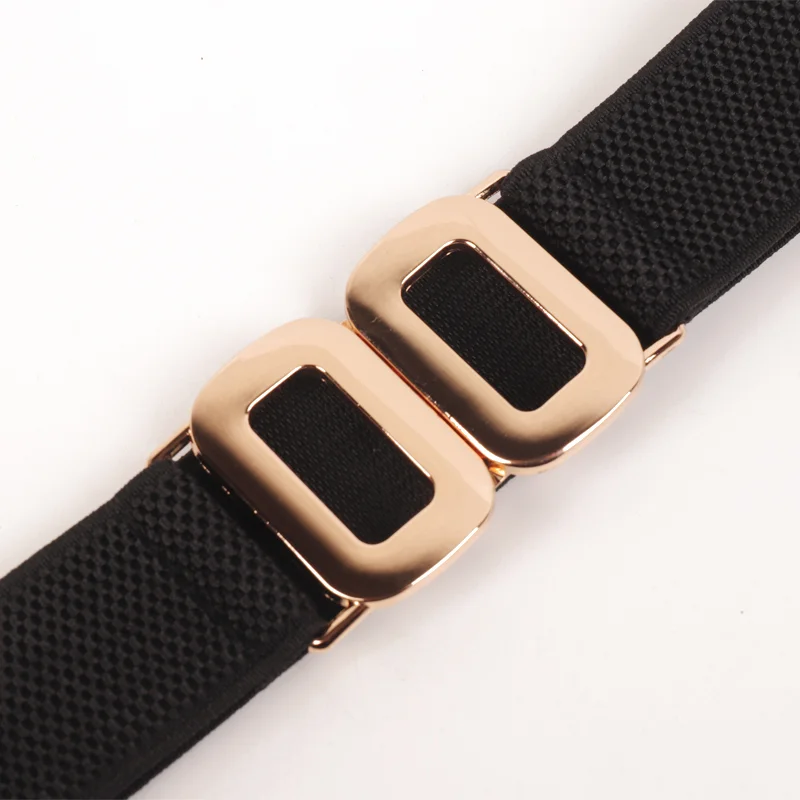 Popular Versatile Lady Black White Solid Color Elastic Small Belt Belt to Buckle Small Waist Seal