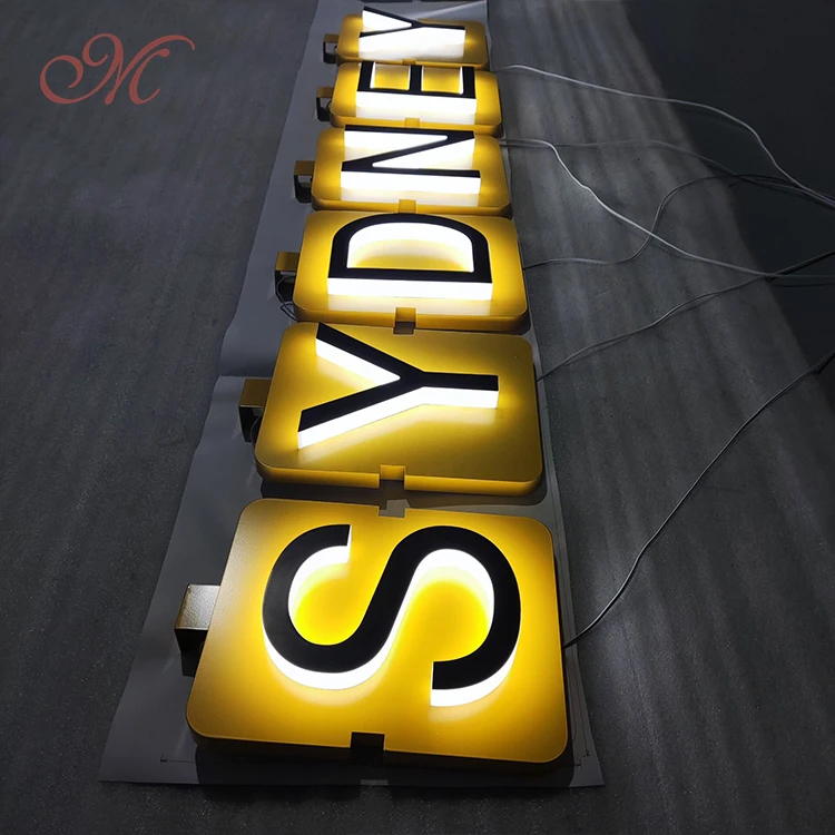 Customized 3D acrylic letter sign sidelit  black letters wall mounted signs for business & decor