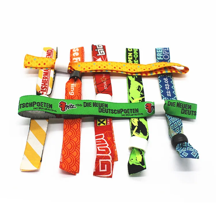Custom Cheap Adjustable Party Festival Events Wristband Polyester Fabric Bracelets Logo Design Wristbands