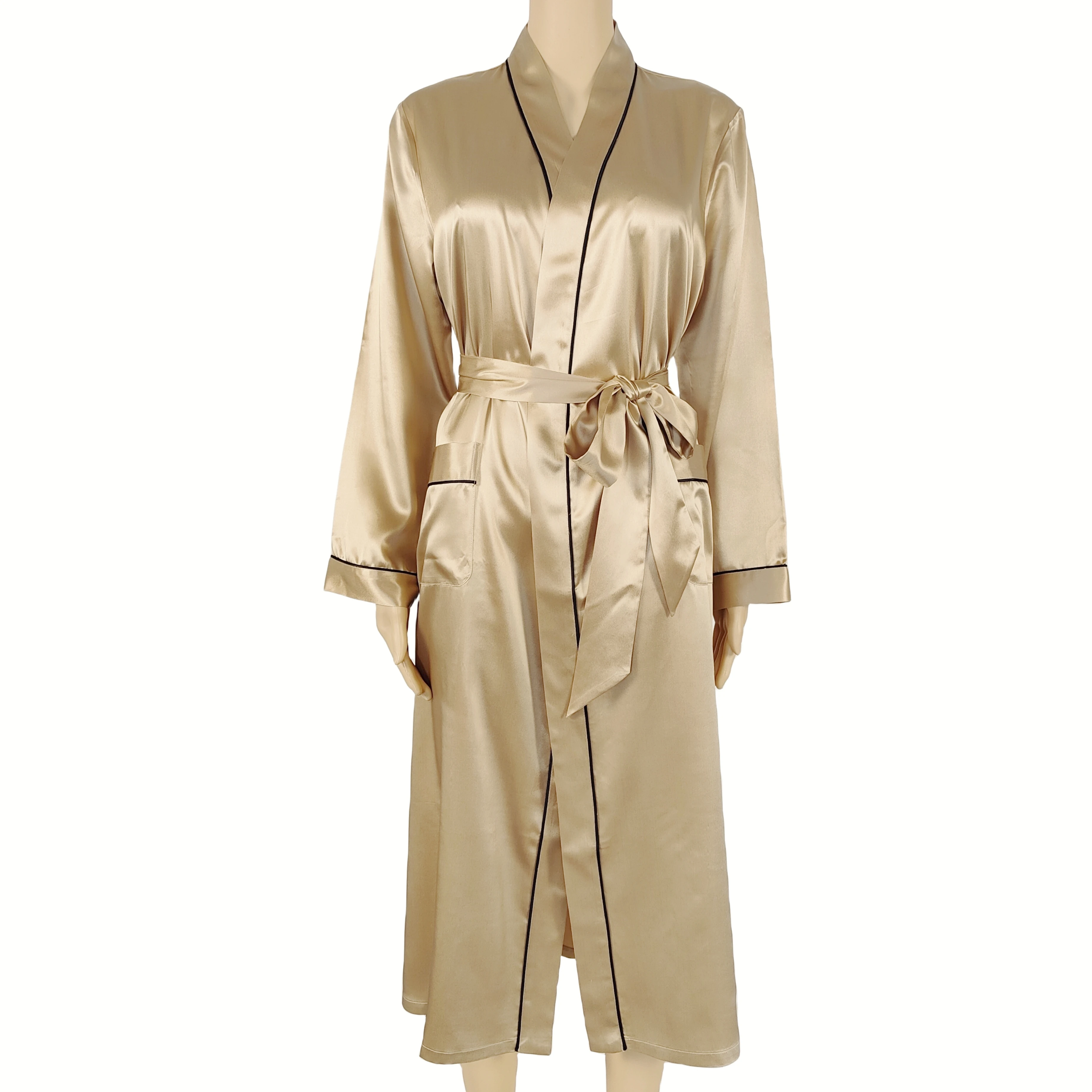 Wholesale Satin Robe Customized Logo Linen Color Snug Fit Breathable 100% Silk Robe