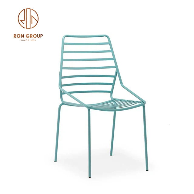 Wholesale Cheap Outdoor Garden restaurant Furniture Courtyard Silver metal Wire Dining chairs With Seat Pad