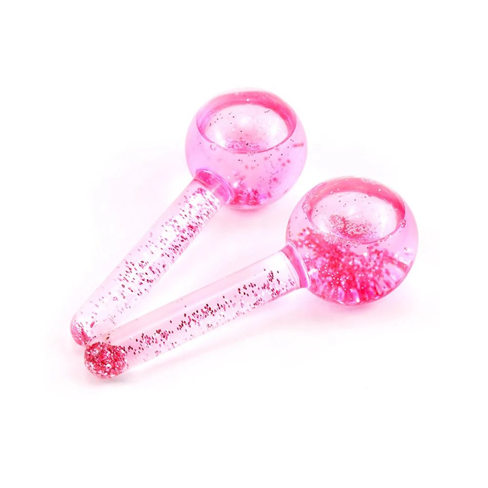2023 Hot Selling Wholesale Factory Wave Beauty Ball Glitter Cooling Facial Massager Pink Ice Globes For Face