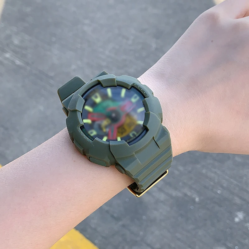 Custom Logo TPU Rubber Belts Shockproof Replacement Watch Strap Case for Casio GA110 100 120 Watch Bands