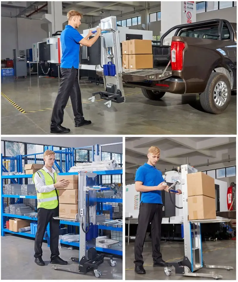 Most economic price manual full electric small semi walk mini hand truck smart lifter hand pallet lift trolley stacker cart