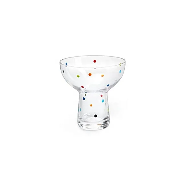Hand Blown Margarita Glass Dot Vintage Design Luxury Hand Blown Confetti Margarita, Martini and Champagne Glasses