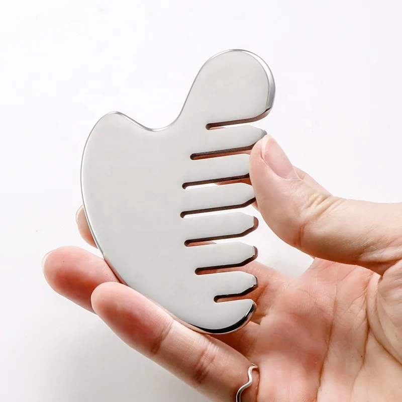 Hair Comb Head metal Guasha Face Lifting Massage stainless steel Hair Comb Set Gua Sha