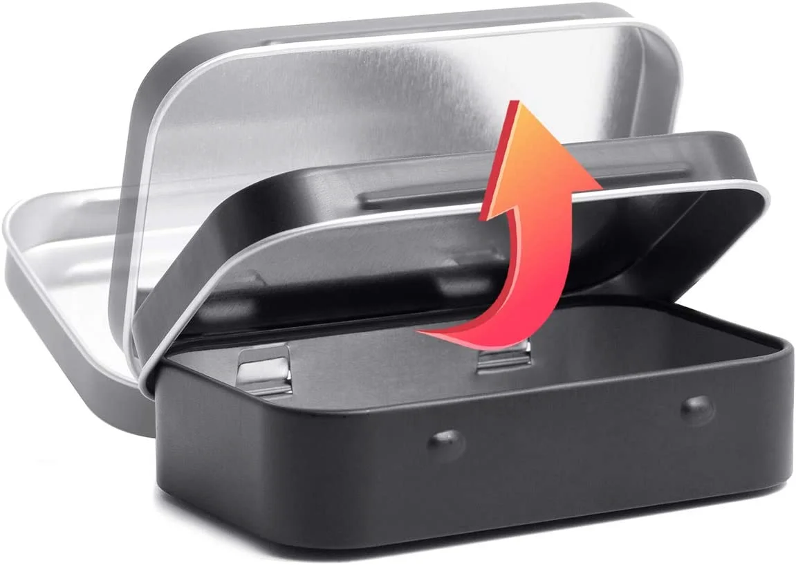 custom rectangle metal packaging food grade tin box container tin box with hinged lid