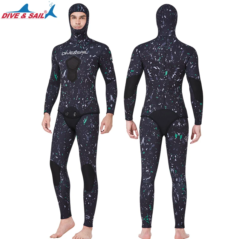 3mm 5mm 7mm Limestone Free Diving Neoprene Wet Suit High Quality Open Cell Neoprene Spearfishing Dive Wetsuit with Hood for Men