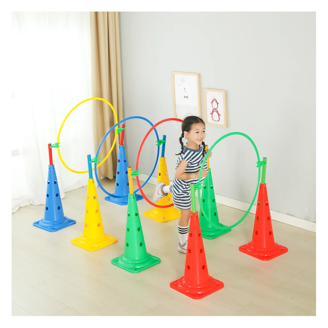 114PCS Children Cone Vestibular Training Combined Balance Bridge Hurdle Drilling Vientiane Combination Portable Soccer Cones