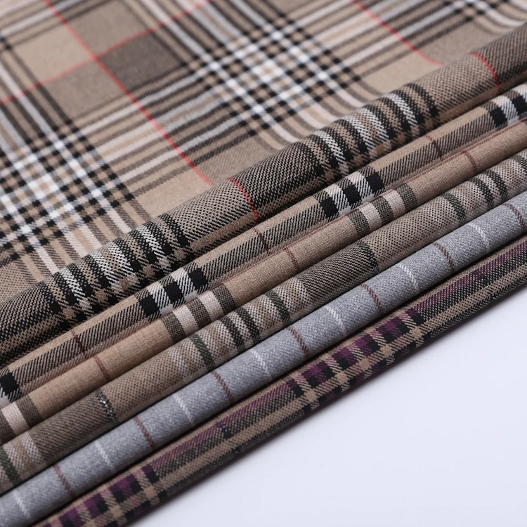 glencheck houndstooth rayon/polyester elastic TR yarn dyed woven fabric for Blazers Formal Suits