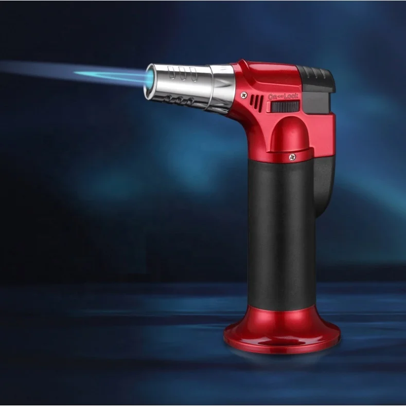 Wholesale Jet Torch Lighter cigar spray Gun barbecue lighter igniter outdoor camping one key to lock the fire Custom Logo