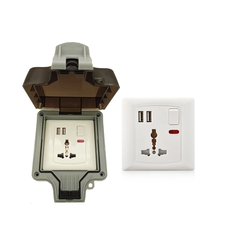 UK British European 1 Gang Waterproof Socket Enclosure Box Outdoor Outlet Weatherproof 13A 16A Plug In