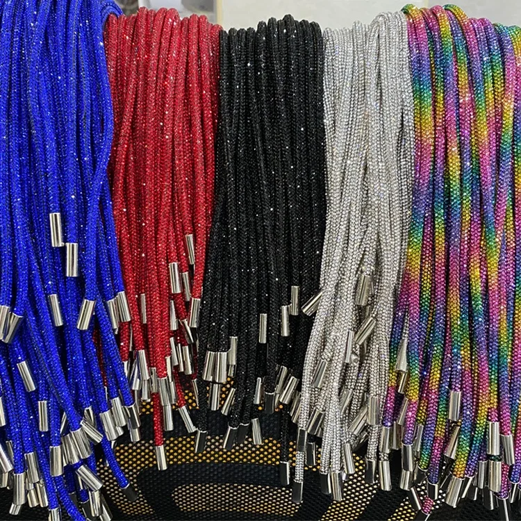 Factory wholesale bling 120cm long round rhinestone rope crystal chain lace bowknot DIY clothing accessories